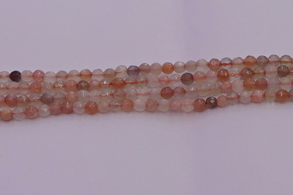 CTG508 15.5 inches 4mm faceted round tiny rainbow moonstone beads