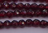 CTG510 15.5 inches 4mm faceted round tiny red garnet beads