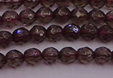 CTG511 15.5 inches 4mm faceted round tiny smoky quartz beads