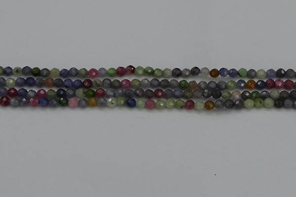 CTG552 15.5 inches 4mm faceted round tiny mixed gemstone beads