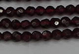 CTG556 15.5 inches 4mm faceted round tiny red garnet beads