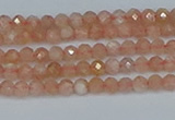 CTG607 15.5 inches 3mm faceted round peach moonstone beads