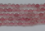 CTG625 15.5 inches 2mm faceted round strawberry quartz beads