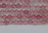 CTG626 15.5 inches 3mm faceted round strawberry quartz beads