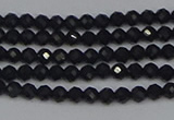 CTG643 15.5 inches 2mm faceted round black tourmaline beads