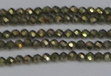 CTG645 15.5 inches 2mm faceted round golden pyrite beads