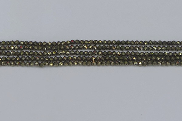 CTG646 15.5 inches 3mm faceted round golden pyrite beads