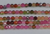 CTG651 15.5 inches 2mm faceted round tourmaline gemstone beads