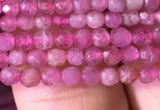 CTG706 15.5 inches 3mm faceted round tiny pink tourmaline beads