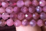 CTG708 15.5 inches 5mm faceted round tiny pink tourmaline beads