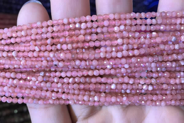 CTG716 15.5 inches 3mm faceted round tiny rhodochrosite beads