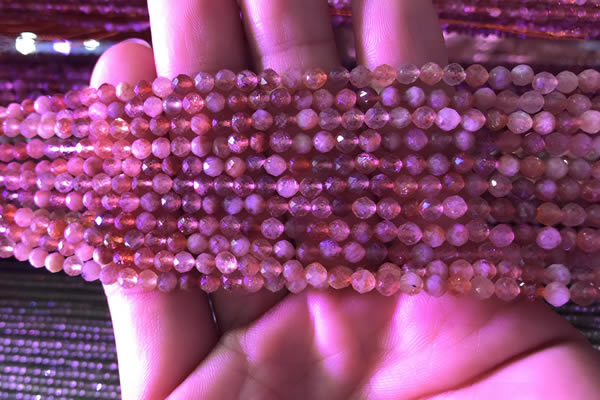 CTG722 15.5 inches 3mm faceted round tiny golden sunstone beads