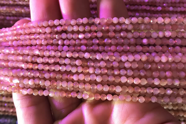 CTG737 15.5 inches 3mm faceted round tiny sunstone beads