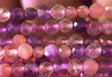 CTG741 15.5 inches 3mm faceted round tiny mixed quartz beads