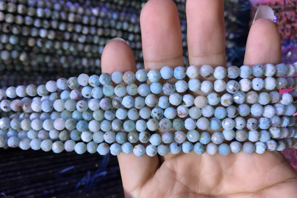 CTG770 15.5 inches 4mm faceted round tiny larimar gemstone beads