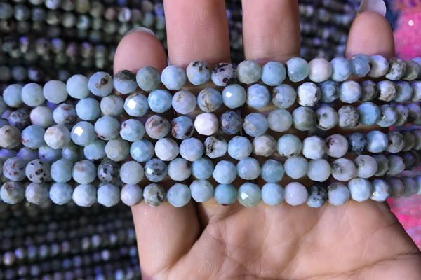 CTG772 15.5 inches 6mm faceted round tiny larimar gemstone beads