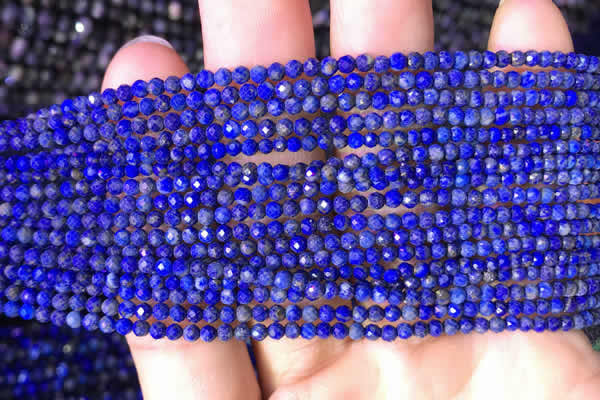 CTG781 15.5 inches 2mm faceted round tiny lapis lazuli beads wholesale