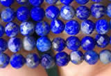 CTG783 15.5 inches 4mm faceted round tiny lapis lazuli beads wholesale