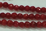 CTG81 15.5 inches 2mm faceted round tiny red coral beads wholesale