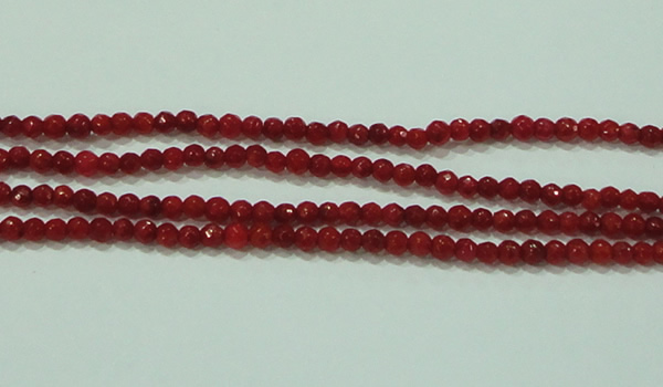 CTG81 15.5 inches 2mm faceted round tiny red coral beads wholesale