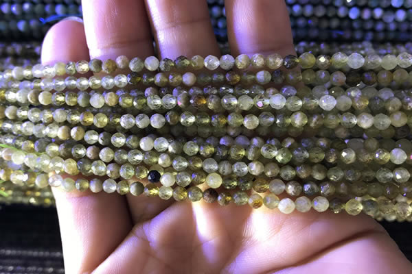 CTG818 15.5 inches 3mm faceted round tiny green garnet beads