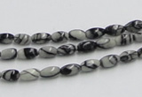 CTJ04 16 inches 4*7mm rice black water jasper beads wholesale