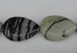 CTJ232 15.5 inches 17*24mm flat teardrop black water jasper beads