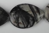 CTJ235 15.5 inches 26*35mm flat teardrop black water jasper beads