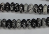 CTJ32 15.5 inches 6*12mm rondelle black water jasper beads wholesale