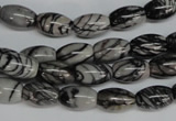 CTJ38 15.5 inches 8*12mm rice black water jasper beads wholesale