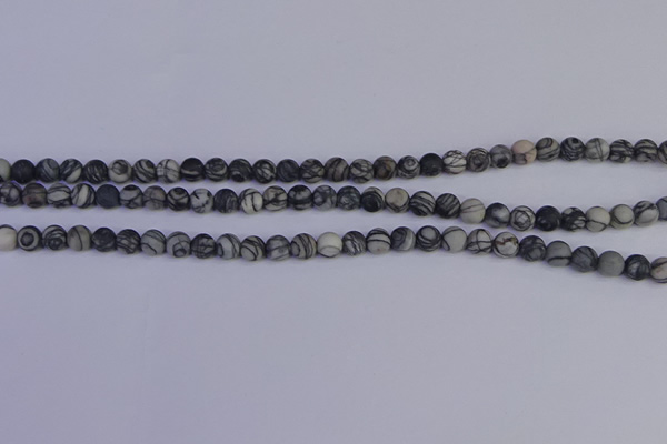 CTJ400 15.5 inches 4mm round matte black water jasper beads