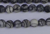 CTJ401 15.5 inches 6mm round matte black water jasper beads