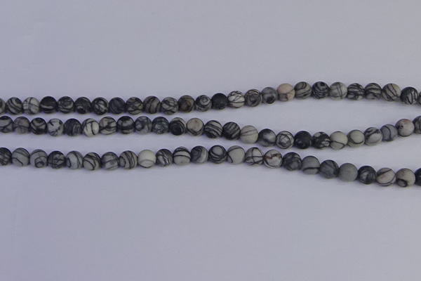 CTJ401 15.5 inches 6mm round matte black water jasper beads