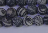 CTJ402 15.5 inches 8mm round matte black water jasper beads