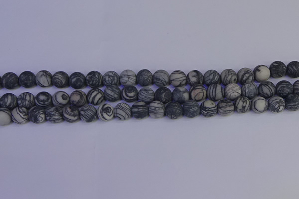 CTJ402 15.5 inches 8mm round matte black water jasper beads