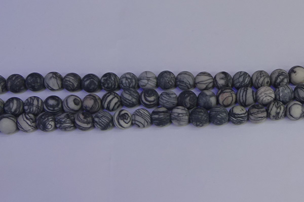 CTJ403 15.5 inches 10mm round matte black water jasper beads