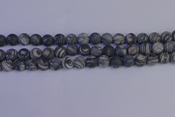 CTJ404 15.5 inches 12mm round matte black water jasper beads