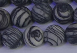 CTJ405 15.5 inches 14mm round matte black water jasper beads