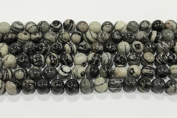 CTJ412 15.5 inches 8mm round black water jasper gemstone beads wholesale