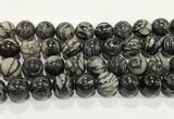 CTJ415 15.5 inches 14mm round black water jasper gemstone beads wholesale