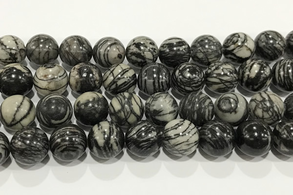 CTJ415 15.5 inches 14mm round black water jasper gemstone beads wholesale