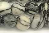 CTJ420 15 inches 6mm faceted round black water jasper beads