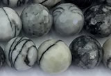 CTJ426 15 inches 8mm faceted round black water jasper beads