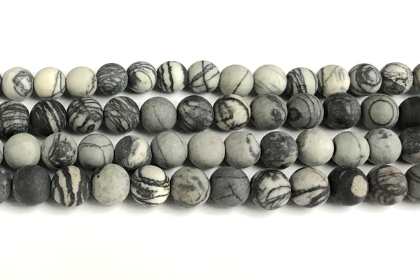 CTJ433 15 inches 10mm round matte black water jasper beads