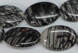 CTJ44 15.5 inches 18*25mm oval black water jasper beads wholesale