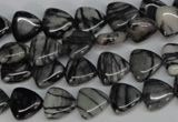 CTJ55 15.5 inches 10*10mm triangle black water jasper beads wholesale