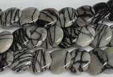 CTJ56 15.5 inches 12mm flat round black water jasper beads wholesale