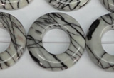 CTJ70 15.5 inches 30mm donut black water jasper beads wholesale