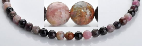 CTO02 multicolored 8mm  faceted round natural tourmaline beads