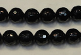 CTO109 15.5 inches 10mm faceted round natural black tourmaline beads